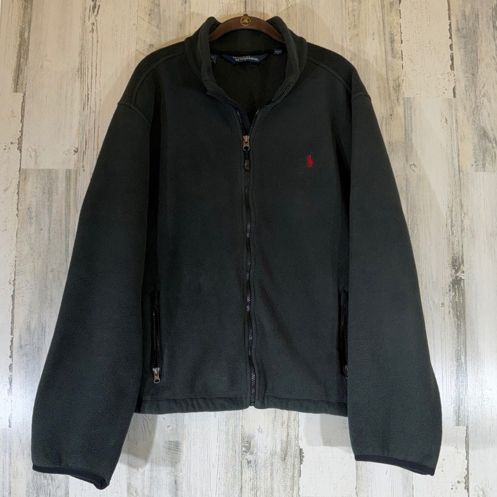 Polo Ralph Lauren Fleece Jacket XL Dark Gray Polartec Full Zip READ FLAWS